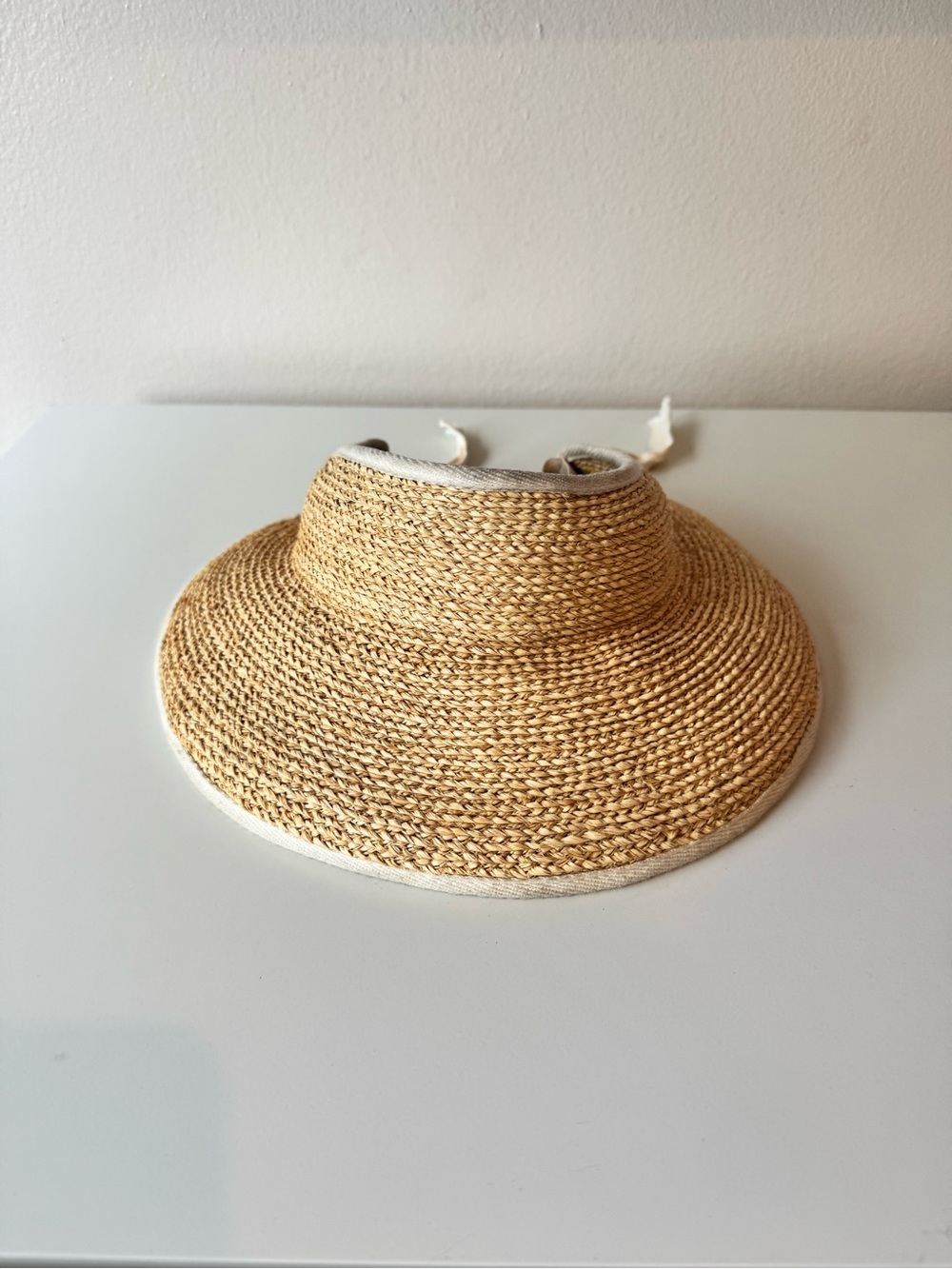 Helen Kaminski Straw Visor with Cream Trim